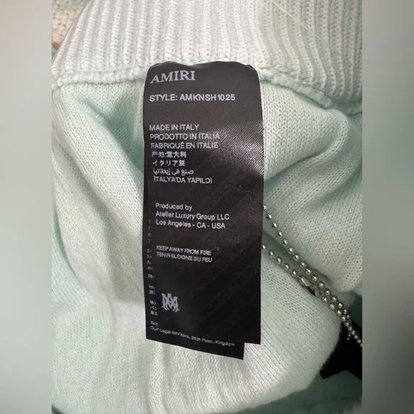 NWT Amiri Paradise Crochet Shorts in Cerulean
